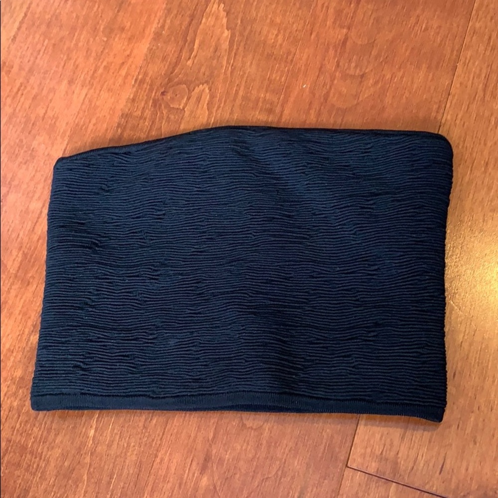 Aritzia Black Textured Crop Bandeau Tube Top